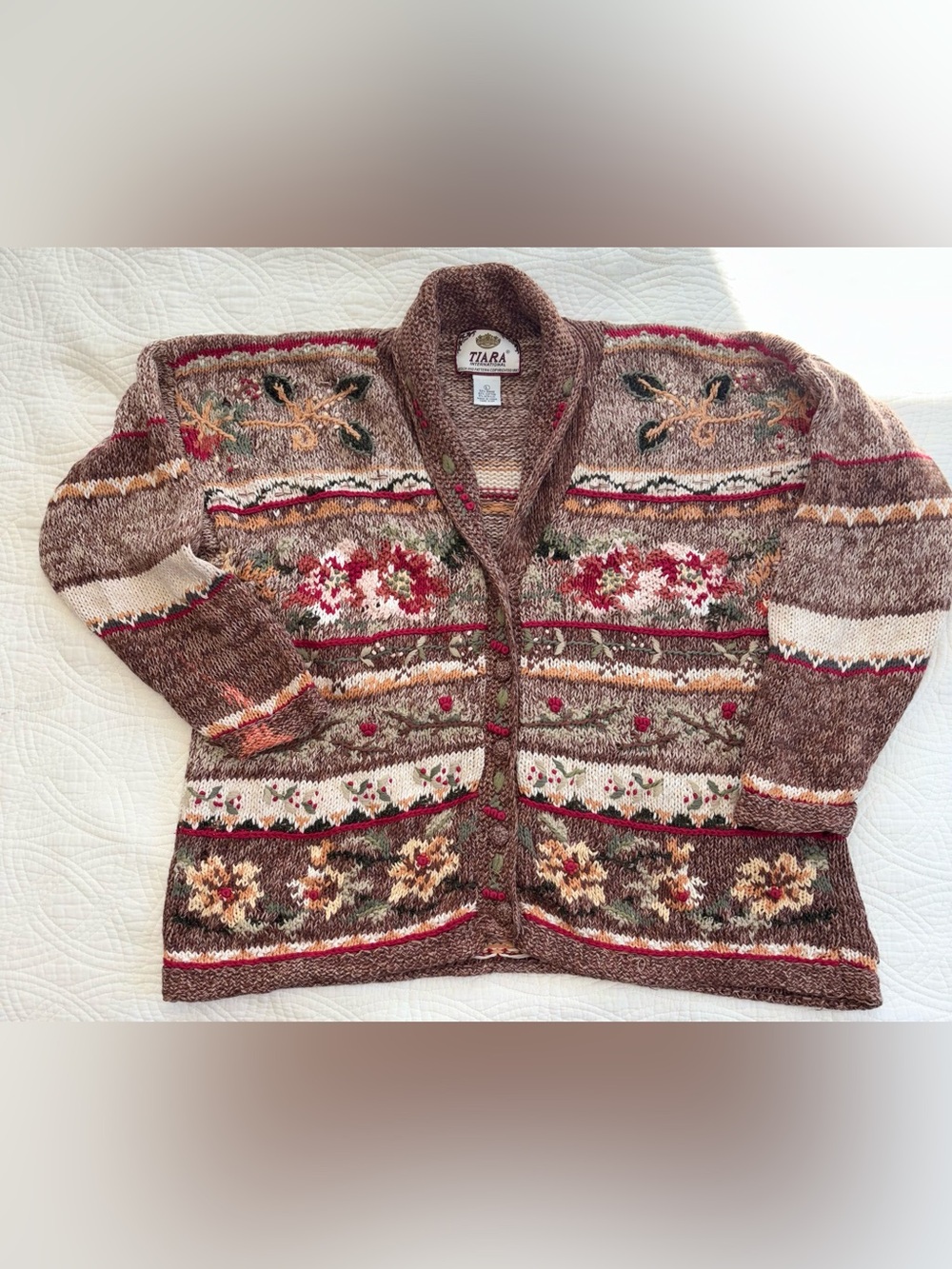 Tiara International Vintage Knit Cardigan Large